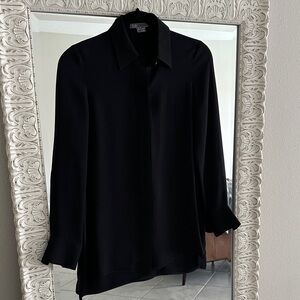 Vince Silk Black Button Down Shirt